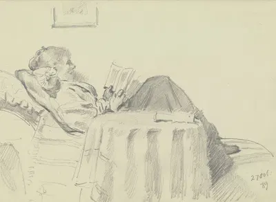 Luise Scholderer reading by Отто Шольдерер, 1889 — digital art print download