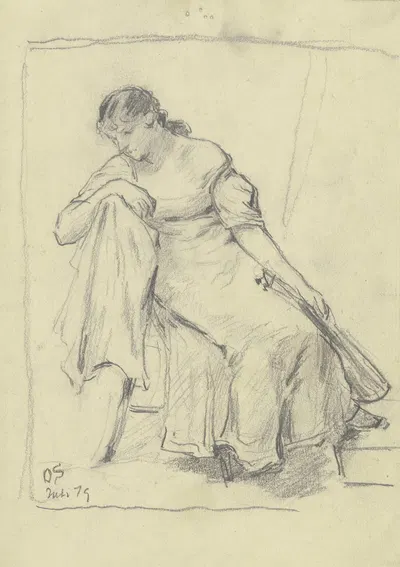 Sitzende Frau mit Mandoline by Отто Шольдерер, 1879 — digital art print download