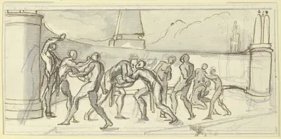 Wrestler and boxer by Paul Egell, 1748 — digital art print download