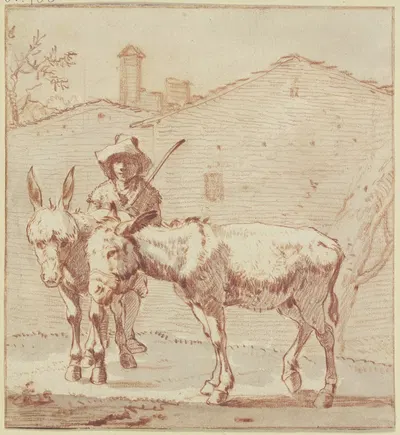 Two donkeys and their driver by Паулюс Константин ла Фарг — digital art print download