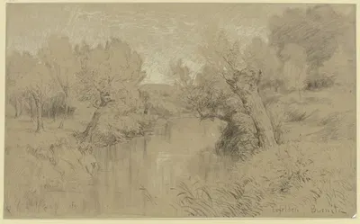 Flußlandschaft bei Erfelden by Петер Бурниц — digital art print download