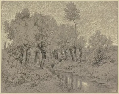 Willows at a stream by Петер Бурниц — digital art print download