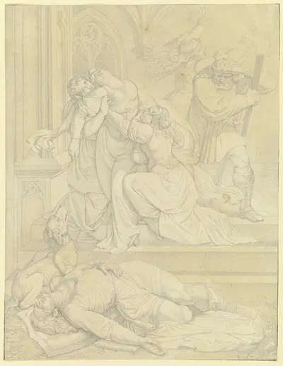 Kriemhild erblickt Siegfrieds Leiche by Петер фон Корнелиус, 1812-1817 — digital art print download