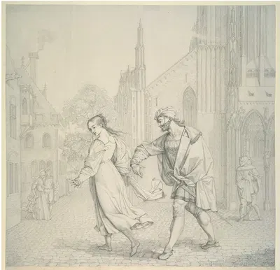 Scene upon Leaving the Church by Петер фон Корнелиус, 1811 — digital art print download