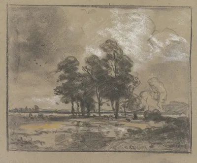 Landschaft mit großen Bäumen by Филипп Рёт, 1899 — digital art print download