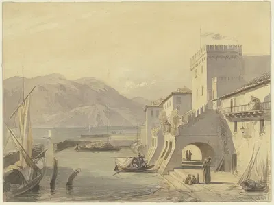 Upper Italian port by Филипп Румпф, 1850 — digital art print download