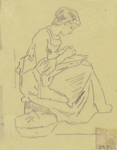 Frau mit Handarbeit by Филипп Румпф — digital art print download
