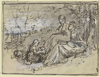 Zwei Frauen mit Kindern im Freien by Филипп Румпф — digital art print download