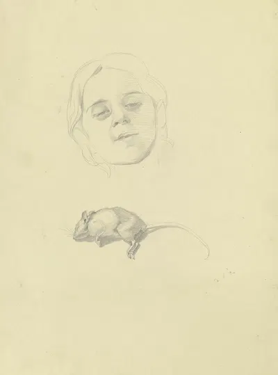 Bildnis eines Mädchens, darunter eine tote Maus by Филипп Винтерверб — digital art print download