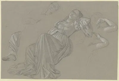 Studienblatt; Schlafendes Mädchen. by Филипп Винтерверб — digital art print download