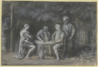 Abraham entertaining the Angels by Филипс Конинк — digital art print download