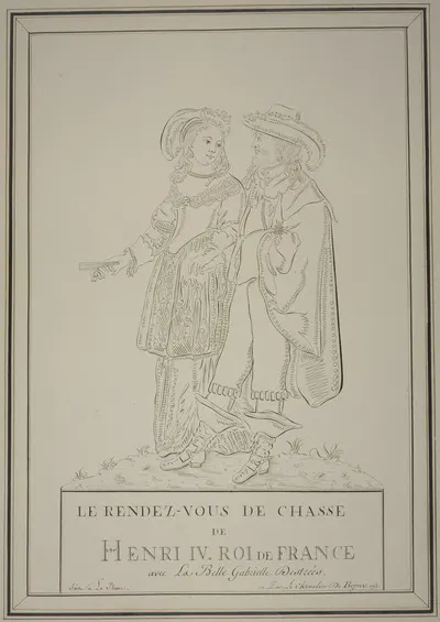 Der König von Frankreich Henri IV. und Gabrielle d'Estrées auf der Jagd by Pierre-Jean-Paul Berny de Nogent, 1772 — digital…