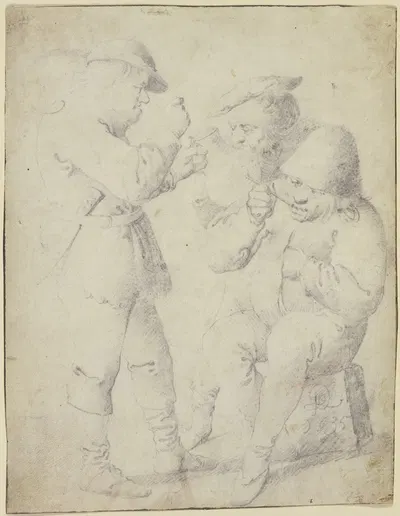 Three farmers by the wine jug by Питер Янсз. Кваст, 1635 — digital art print download