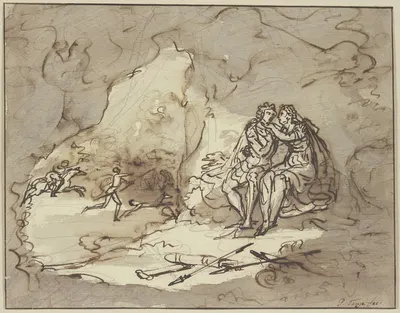 Liebespaar in einer Höhle by Pieter Tanjé — digital art print download