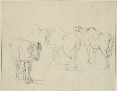 Three old horses by Pieter van Bloemen — digital art print download