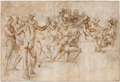 Study for the lower left section of the Disputa by Raphael — digital art print download