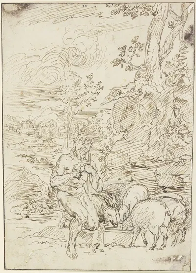 Der verlorene Sohn hütet die Schweine by Raymond Lafage — digital art print download