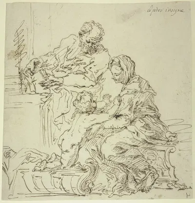 Die Heilige Familie an der Wiege by Raymond Lafage — digital art print download