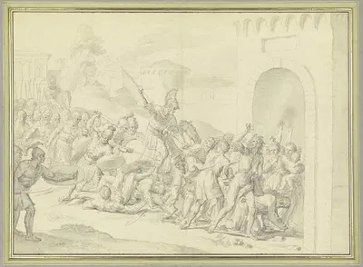 Die Toulousaner jagen die Hugenotten aus ihrer Stadt by Raymond Lafage — digital art print download