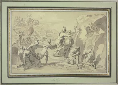 Moses schlägt Wasser aus dem Felsen by Raymond Lafage — digital art print download