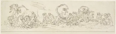 Triumphzug des Neptun, mit Meeresgöttern und Nereiden auf Delphinen by Raymond Lafage — digital art print download