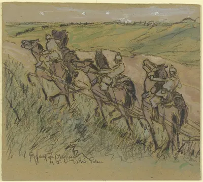 Artillerie in Russisch-Polen fährt in Gefechtsstellung by Reinhard Pfaehler von Othegraven, 1915 — digital art print download