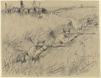 Soldaten in vorderster Stellung in Russisch-Polen by Reinhard Pfaehler von Othegraven, 1915 — digital art print download