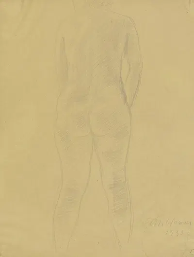 Weiblicher Rückenakt, stehend by Richard Martin Werner, 1930 — digital art print download