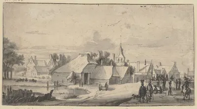 Das Dorf Sloterdyk zur Zeit des Durchzuges der Truppen des Prinzen Wilhelm II von Oranien im Jahre 1650 by Roelant Roghman…