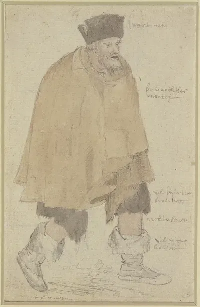 Man in a Ragged Cloak Walking to the Right by Роелант Савери — digital art print download