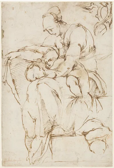 Seated Woman with Children (Caritas); branches at top right by Россо Фиорентино — digital art print download