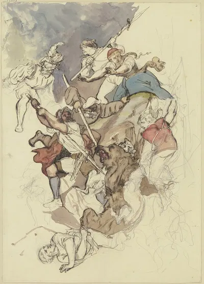 Bear hunt by Rudolf Friedrich August Henneberg — digital art print download