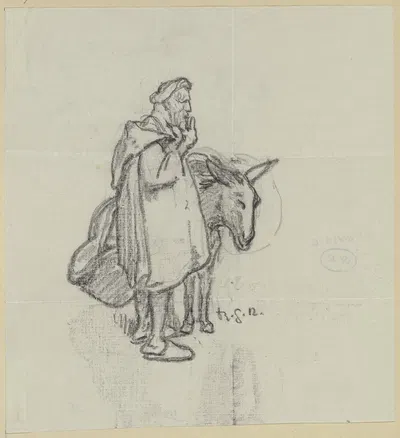 A man with a donkey by Рудольф Гудден, 1912 — digital art print download