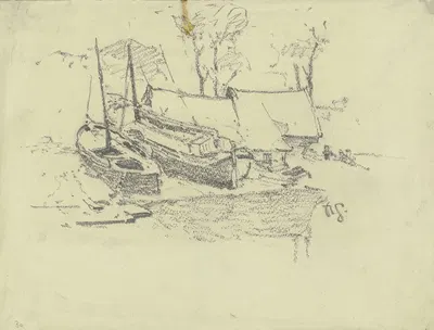 Fishing boats at the beach by Рудольф Гудден — digital art print download