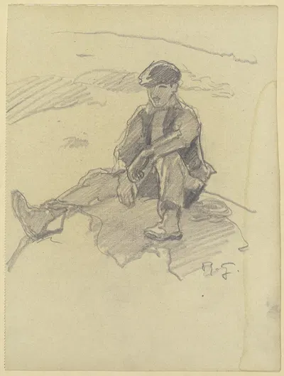 Sitting shepherd by Рудольф Гудден — digital art print download