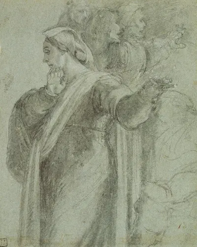 Study for the figure of Martha in 'the Raising of Lazarus' by Себастьяно дель Пьомбо — digital art print download