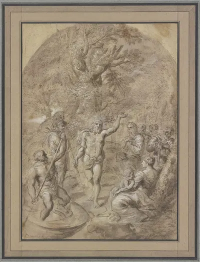 Johannes predigt in der Wüste by Себастьен Бурдон — digital art print download