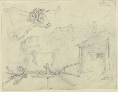 Studienblatt; Schmiede in Kronberg by Теутварт Шмитсон, 1853 — digital art print download