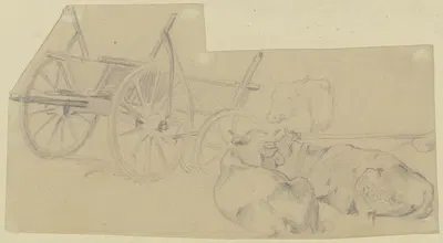 Studienblatt; Wagen mit drei Kühen by Теутварт Шмитсон — digital art print download