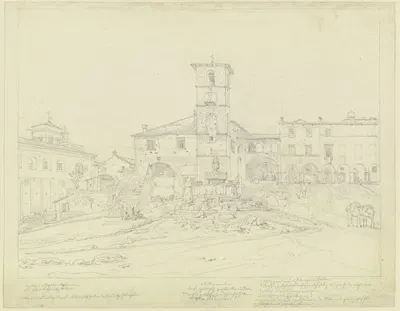 Marktplatz von Civita Ducale in den Abruzzen by Теодор Пелисье — digital art print download