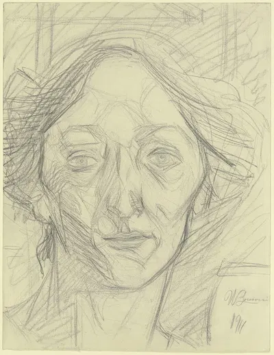 Woman's head by Умберто Боккьони, 1911 — digital art print download