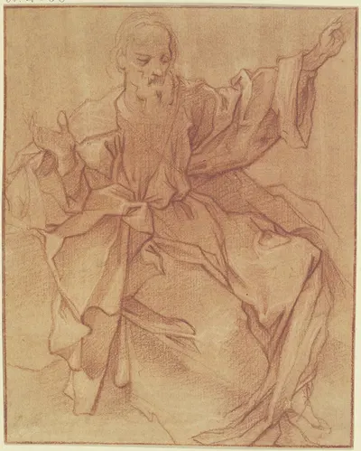 Sitzender Mann mit ausgebreiteten Armen by Ventura Salimbeni — digital art print download