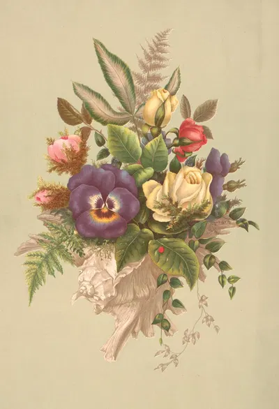 Bouquet no. 86 by Olive E Whitney, 1879 — digital art print download