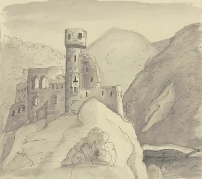 Castle ruins in a mountain landscape by Виктор Мюллер — digital art print download