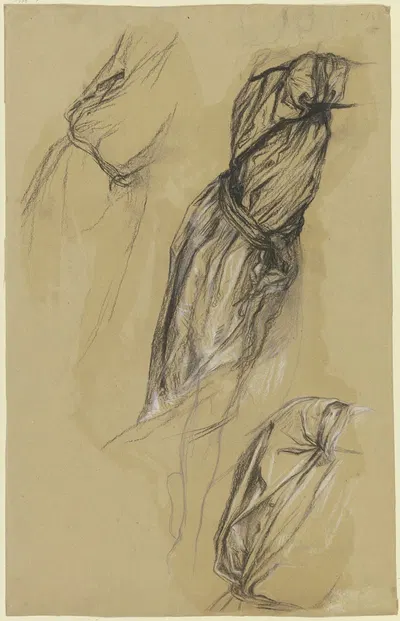 Drei Gewandstudien einer nach rechts gewandten Frauenfigur by Виктор Мюллер — digital art print download