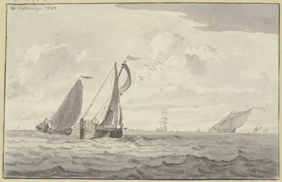 Segelboote auf leicht bewegter See by Вигерус Витринга, 1702 — digital art print download