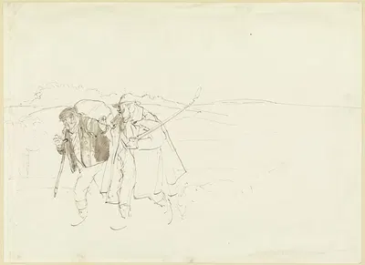Ein Schäfer und ein Händler auf Wanderschaft by Вильгельм Альтхейм — digital art print download