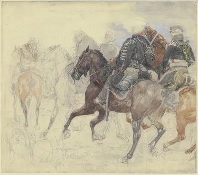Five hussars on horseback by Вильгельм Альтхейм — digital art print download