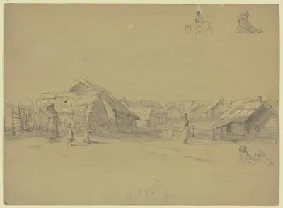 Lithina mit niederen Holzhäusern by Вильгельм Амандус Бир — digital art print download