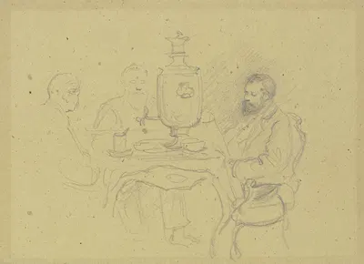 Russians at tea by Вильгельм Амандус Бир — digital art print download